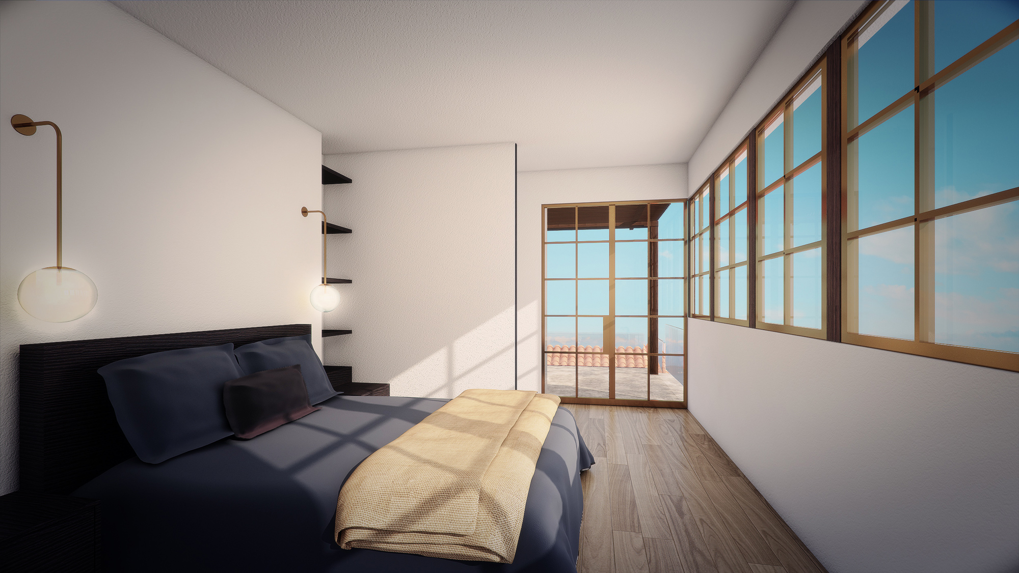 3D Bedroom Rendering